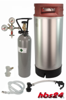 Druckbehälter komplett mit CO² aus Edelstahl Soda Keg 19 Liter  - hbs24